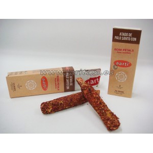 Sahumerio Aarti  Palo Santo con Rosa 9cm